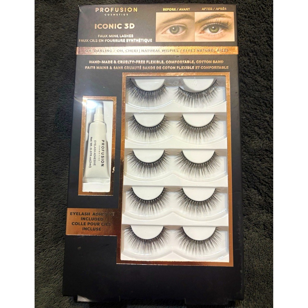 Profusion Iconic 3D Oh, Darling Long Black Natural Strip Lashes + Adhesive
